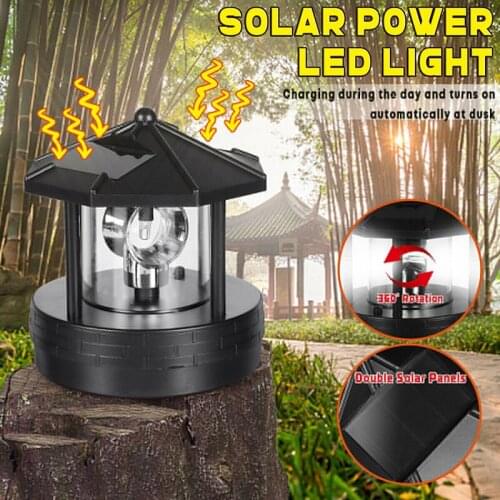 Solar LED Rotating Lighthouse Light Garden Yard Lawn Lamp Lighting Outdoor Home Decor