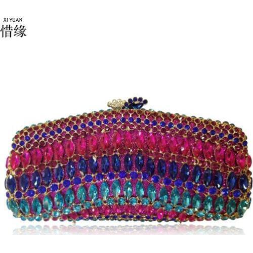 XIYUAN BRAND Luxury black Evening Bags Crystal Pearl Clutch Party Women Pochette Wedding Soiree Purse Bead Pouch bag silver