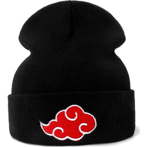 Japanese Akatsuki Logo Anime Naruto Casual Beanies for Men Women Knitted Winter Hat Solid Color Hip-hop Skullies Hat Unisex Cap