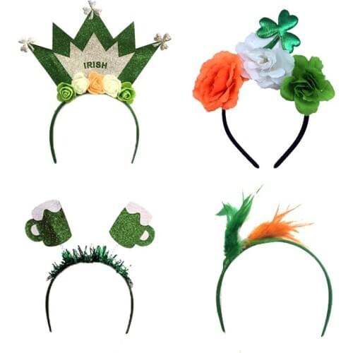 St. Patricks Day Green Hat Headband Traditional Holiday Party Decoration Small Hat Clover Crown Headdress Hair Accessorie nn63