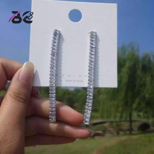 Be 8 New Fashion Clear Stone AAA CZ Long Drop Earrings for Women Square Shape High Quality Party Accessories Bijoux Femme E849