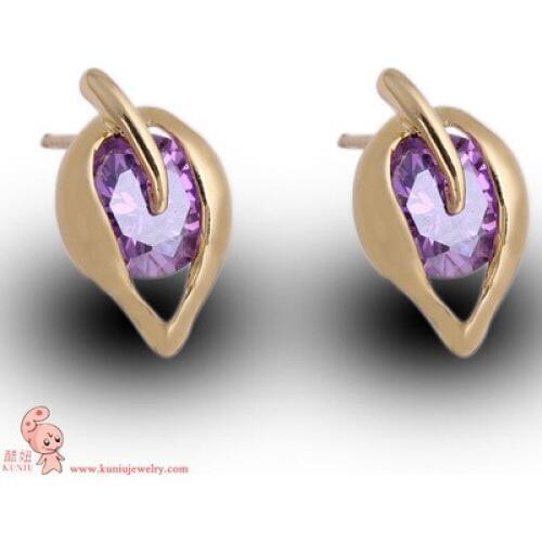 Kuniu Plant Leave Shape Drop Earrings for Women Metal Crystal Material Exquisite Lovely Style Friend Lover Gifts Fashion Jewelry