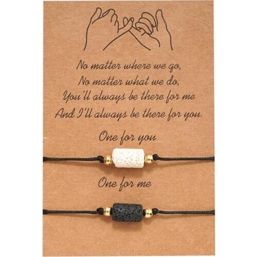 2pcs/Set Lovers Natural Stone Bracelet Line Adjustable Black Thread Women Men Gifts String Delicate Paired Couple Bracelets