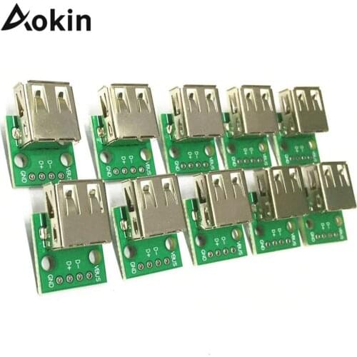 10pcs Type A Female USB To DIP USB 2.0 PCB Board Adapter Converter For Arduino connector for DIY USB Power Supply Breadboard