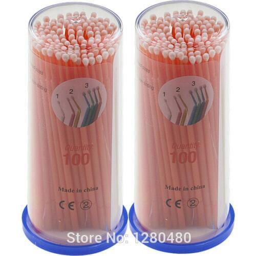 200Pcs High Quality Dental Products Disposable Cotton Swab Micro Regular Brush Applicator Stick Orange Dentist Materials