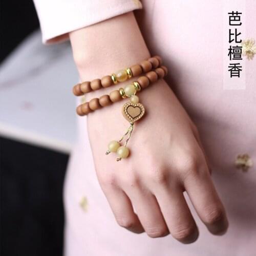 2021 popular sandalwood bracelet love shape sandalwood bracelet female rosary Buddha bracelet wholesale