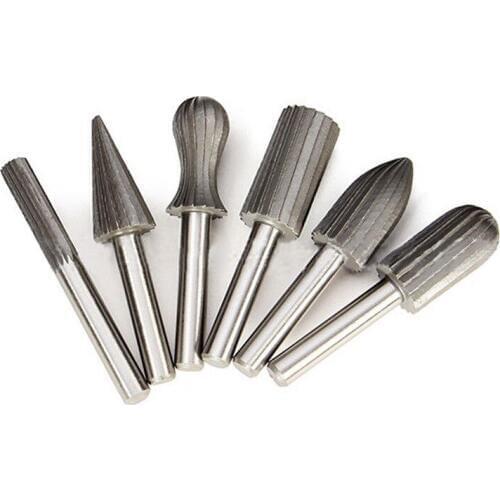 6pcs/Set NEW Bearing Steel Burr Milling Cutter 6mm Shank Rotary Tools Electric Grinding Metal Graver Tool Accessories