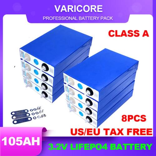 8pcs 3.2V 105Ah LiFePO4 battery pack Lithium iron phospha DIY 12V 24V RV Motorcycle Electric Car Solar Inverter Boat Batteries