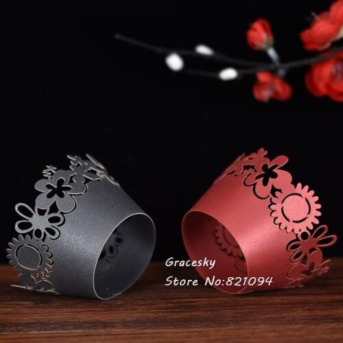 Free shipping 50Pcs/set Laser cutting Flowers Cupcake Wrappers Hollow out Cake holders Wedding Birthday Party Favors