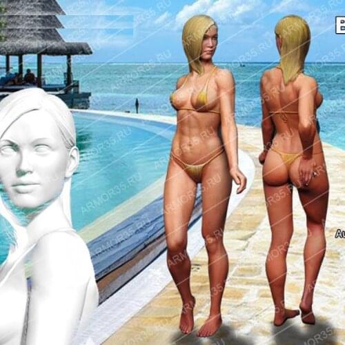 1/35 Bikiny Girl 3, Resin Model figure GK, Unassembled and unpainted kit