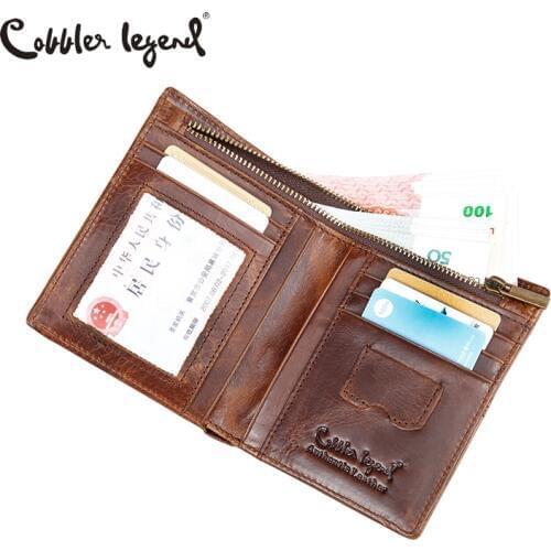 Cobbler Legend Cow Leather Men Short Wallet Genuine Leather Male Wallet Casual Purse Standard Card Holders Wallets for Men