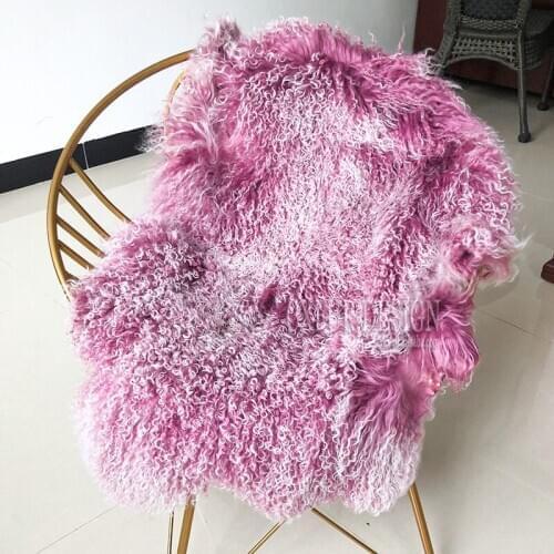 CX-D-60D Home Decor Long Hair Genuine Mongolian Lamb Fur Throw Sheepskin Carpets and Rugs