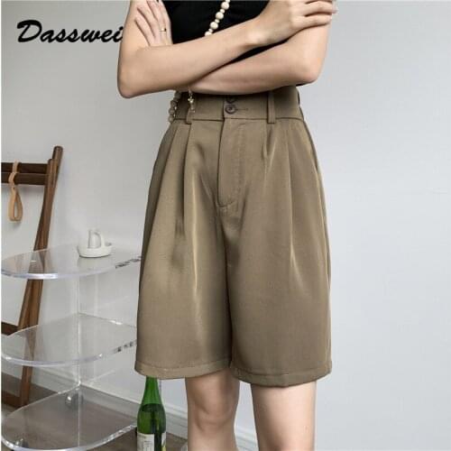 DASSWEI 2021 Summer Women Wide Leg Suit Pants Casual High Waist Short Trousers Knee Length Female Solid Loose Pants Streetwear