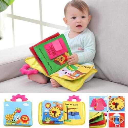 Baby Cloth Book 12 Pages Infant Early Development Educational Toys Cartoon Learning Cognize Not Fade Soft Fabric Quiet Book Gift