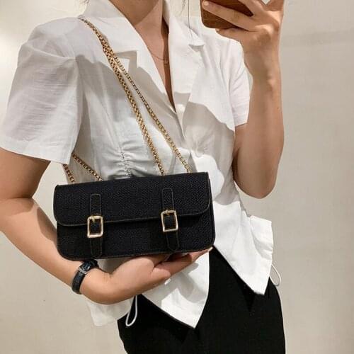 Designer Pu Leather Handbag for Woman High Quality Chain Linen Shoulder Bag Women Summer Luxury Brand Handbag Womens 2021