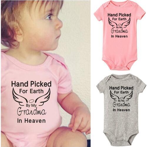 Newborn Toddler Summer Bodysuits Grandma Print Baby Jumpsuit Boys Girls Unisex Short Sleeve Onesie Cute Gifts 0-24M Drop Ship