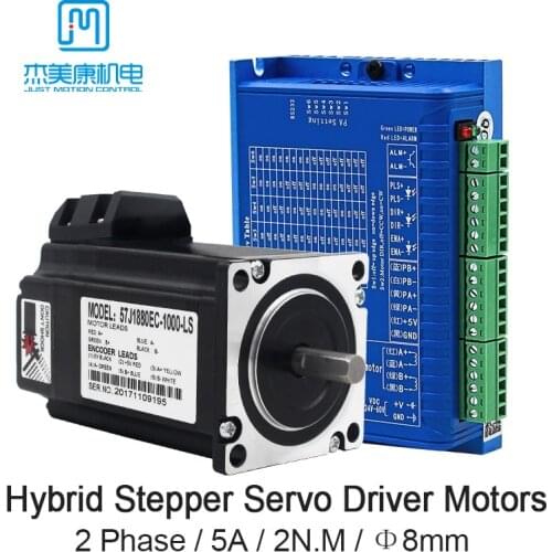 JMC 1.8deg high torque 2Nm 57mm full close-loop hybrid step servo motor and driver 57J1880EC-1000+2HSS57