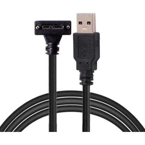 Cablecc Black Down angled 90 Degree Micro USB Screw Mount to USB 3.0 Data Cable for Industrial Camera 5M 3M 1.2M