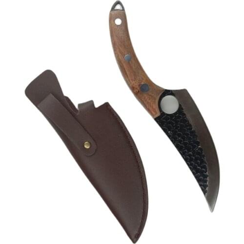 Handmade Forged 5.5 inch Boning Knife Stainless Steel Chef Knife with Leather Sheath for Carrying Out