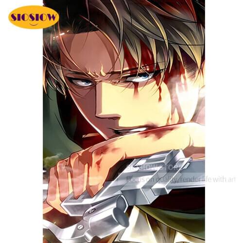 Levi Poster 5D Diamond Embroidery Animation Attack On Titan Picture Painting Full Square Drill Cross Stitch Handmade Wall Decor
