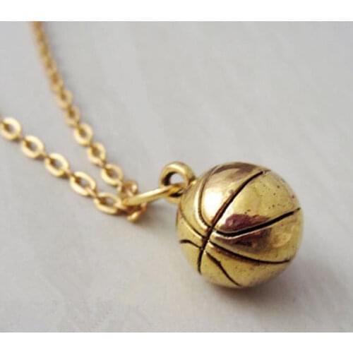Fashion Ancient Gold &Silver Color 3D Basketball Pendant Necklace I Love Basketball Sports Jewelry For Men Punk Gift Wholesale