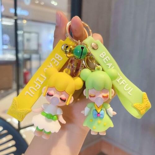 Fashion Creative Bubble Girl Car Keychain School Bag Pendant Cartoon Cute Blind Box Pendant