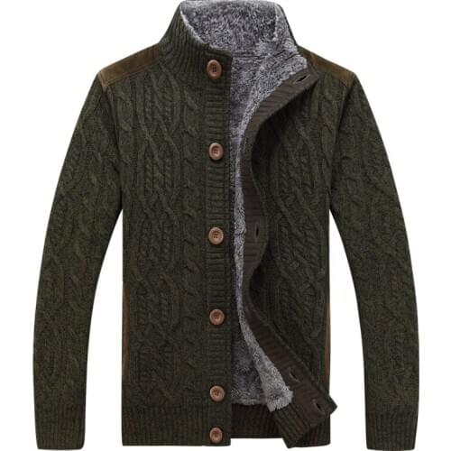 Men Casual Sweaters Pattern Knitwear size 3XL Mens Sweaters Winter Warm Thick Velvet Sweatercoat Single-breasted Cardigan