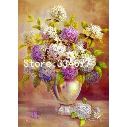 Oil Painting Vase Flowers Cross Stitch Kits Counted Needlework Embroidery Crafts 14ct Unprinted DIY Arts Handmade Home Decor