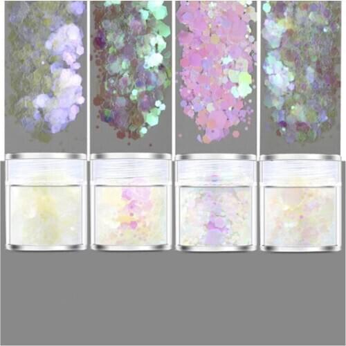 4pots Colorful Set Glitter Bling Filling Bling Sequin Mix for Resin Craft Festive Jewelry Tools Uv Resin Pigment for DIY Jewelry