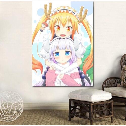Canvas Printed Home Decor Wall Art Painting Kobayashis Dragon Maid Anime Pictures Modular Modern Nordic Poster For Living Room