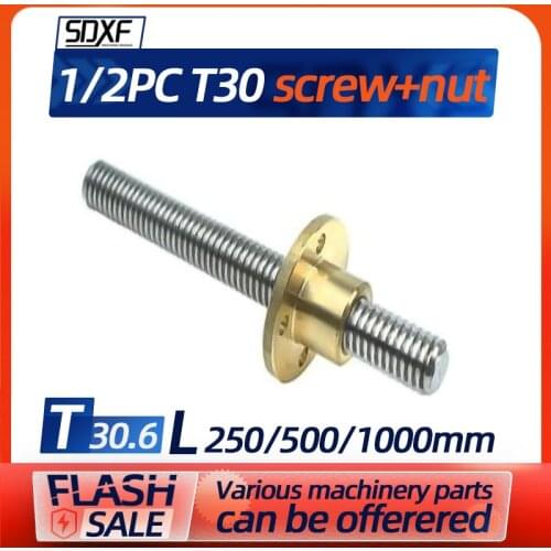 One or two pieces of stainless steel trapezoidal screw T30*6 screw set screw lead 6mm full tooth screw custom copper nut T20