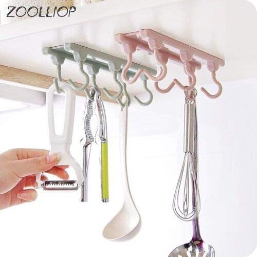 Kitchen Cupboard 6 Hook Organizer Pantry Chest Tools Towels Hanger Wardrobe Clothes Storage Shelf Hanging Hook Hooks Type Rack