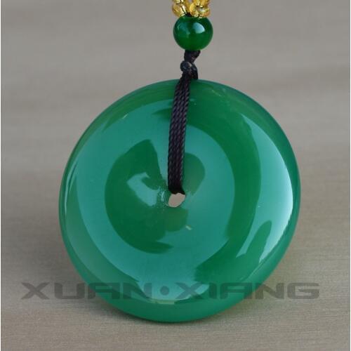 Drop Shipping Women Agate Necklace Pendant Green Circle Peace Buckle Donuts Pendant Gift for Female Chalcedony Fine Jewerly