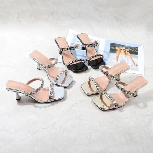 Shoes Ladies' Slippers Glitter Slides Low Rubber Flip Flops Slipers Women Heeled Mules Jelly Hawaiian Soft Summer 2021 High