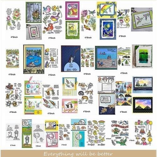 Santa Animals Human Tree Old Man Bird Flower Letter Sentence Alphabet Clear Silicone Stamps Hot Template Make Cards Scrapbook