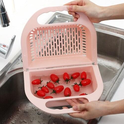 Washing Filter Strainer Food Grade Plastic Storage Baskets Strainer Fruits Vegetable Cleaning Container Basket with Bag Shape