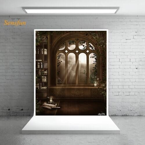 LEVOO Vintage Background Back To School Ancient Library Window Photo Background Photocall Photo Studio Props Photophone Vinyl