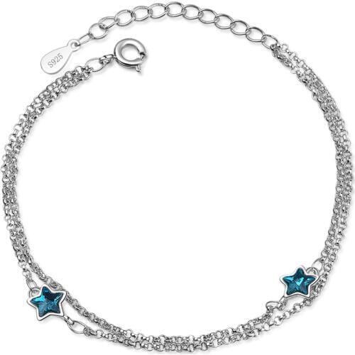 LUKENI Top Quality Zircon CZ Blue Star Bracelets For Women Jewelry Romantic Silver 925 Bracelet Girl Wedding Party Accessories