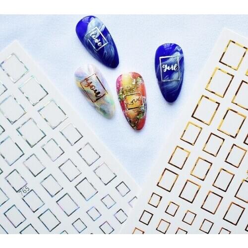 1 sheet Geometry 3D Nails Art Sticker gold/silver/rose gold Ornaments self-Adhesive Sliders Manicure Accessories