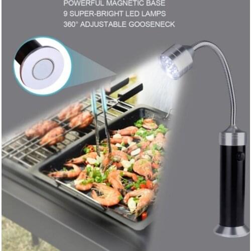 1pc 9 LED Flashlight BBQ Grill Light Outdoor Super Bright Magnetic Base Barbecue Lights Soft Tube Torch Lighting Lamp Dropship