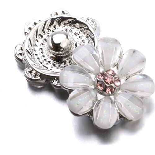 10pcs/lot High Quality 12MM Snap Button Jewelry Rhinestone Flower Fit Mini Snap Bracelet Bangle Earrings Necklaces ZL040