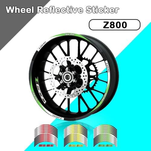 Motorcycle 12 Strips Sticker Decals Reflective Waterproof Wheel Decals For KAWASAKI Z800 Z 800 2013-2017