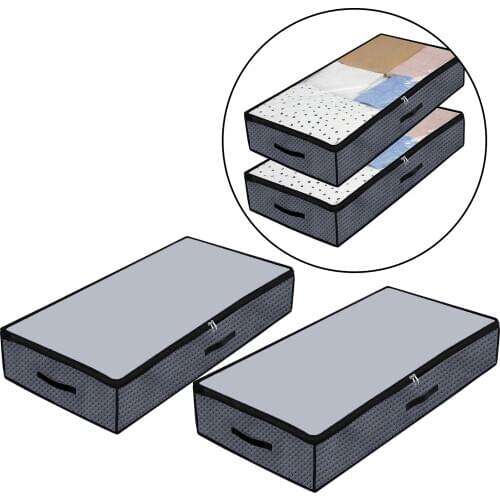 2Pcs Storage Bags Closet & Underbed Organizer with Clear Cover For Clothes