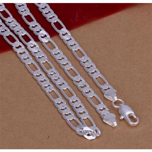 2016 New Top Quality Silver color & Stamped S925 4mm Figaro mens chains necklace for women mens jewerly wholesale 16-30inch