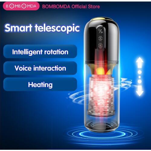 2020 Newest 10*10modes Telescopic Rotation Male Masturbator Silicone masturb real vagina masturbator sex toys for man Adult