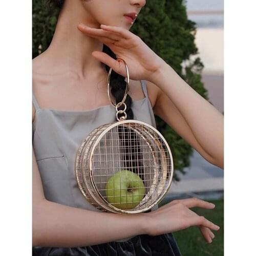 2021 funky design hollow out metal evening clutch bag for women