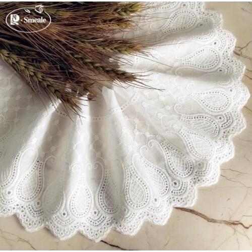 5Yards/lot Width 12cm Off White100% Cotton Embroidered Lace Fabrics, Womens Clothing Diy Lace Trim, Free Shipping RS781
