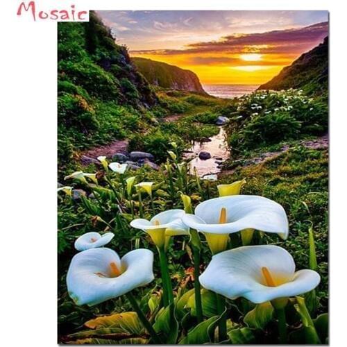 Diamond Embroidery Sale Calla lily Scenery Full Square Round drill 5D DIY Diamond Painting Landscape Cross Stitch Mosaic Kit