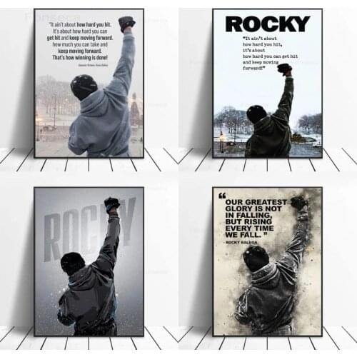 Black White Rocky Balboa Boxing Canvas Painting Motivational Posters and Prints Wall Art Picture for Living Room Home Decoration