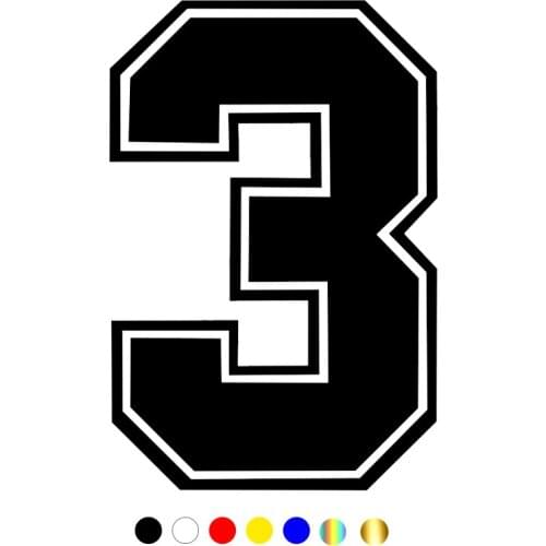 CS-1289#14*21cm Number 3 funny car sticker vinyl decal silver/black for auto car stickers styling